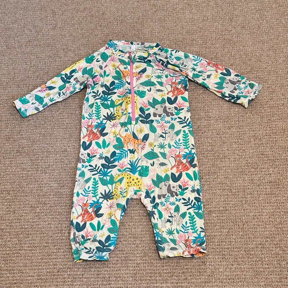 Mini Boden Kids Long Sleeve One-Piece Rashguard Swimsuit